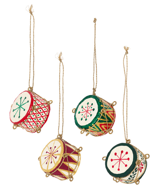 Set of 4 Drum Christmas Decorations