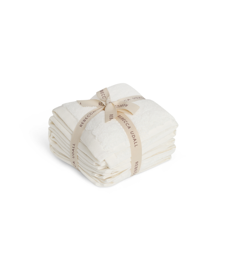 Set of 4 Maria Organic Face Towels, Ivory, Cut Out