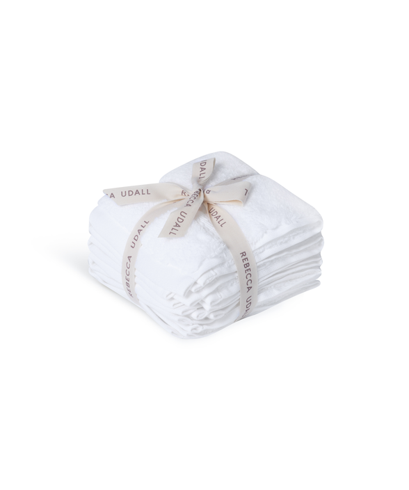 Set of 4 Maria Organic Face Towels, White, Cut Out