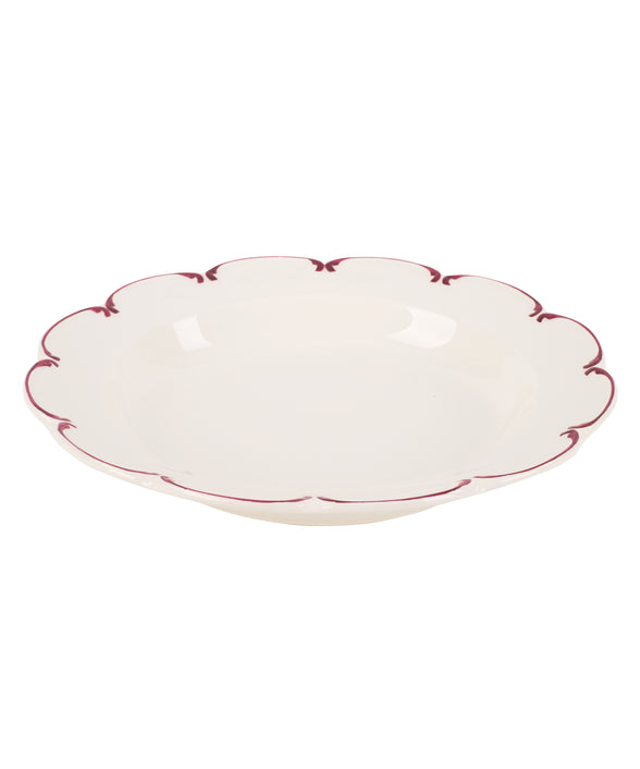 Set of 4 Olivia Scalloped Pasta Bowls, Raspberry Filet