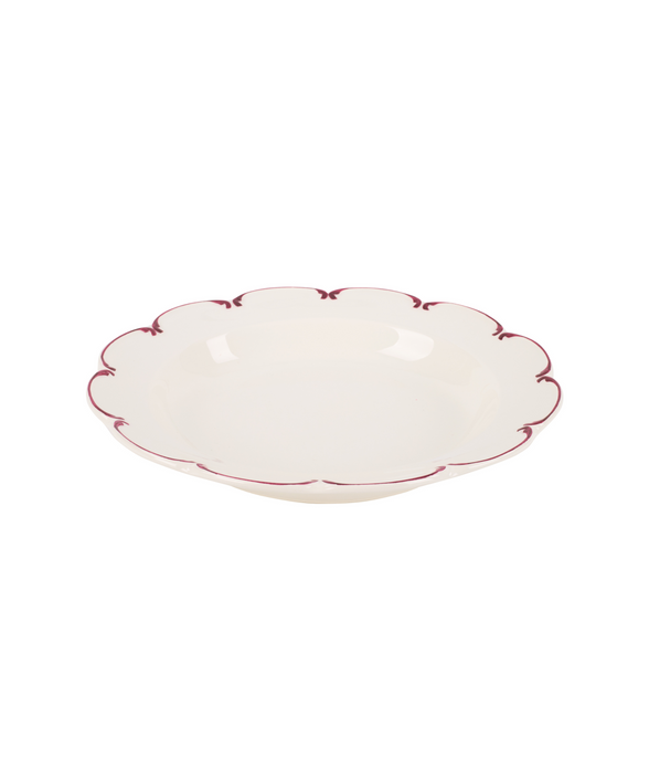 Set of 4 Olivia Scalloped Pasta Bowls, Raspberry Filet