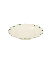 Set of 4 Olivia Scalloped Pasta Bowls, Green Filet
