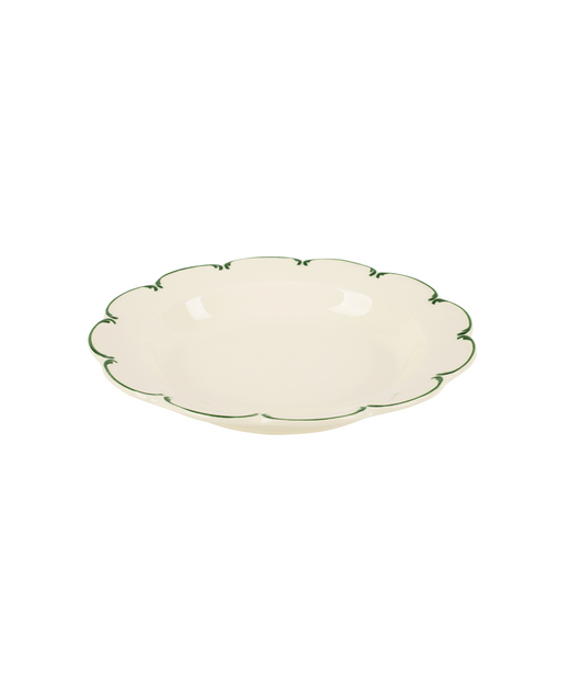 Set of 4 Olivia Scalloped Pasta Bowls, Green Filet