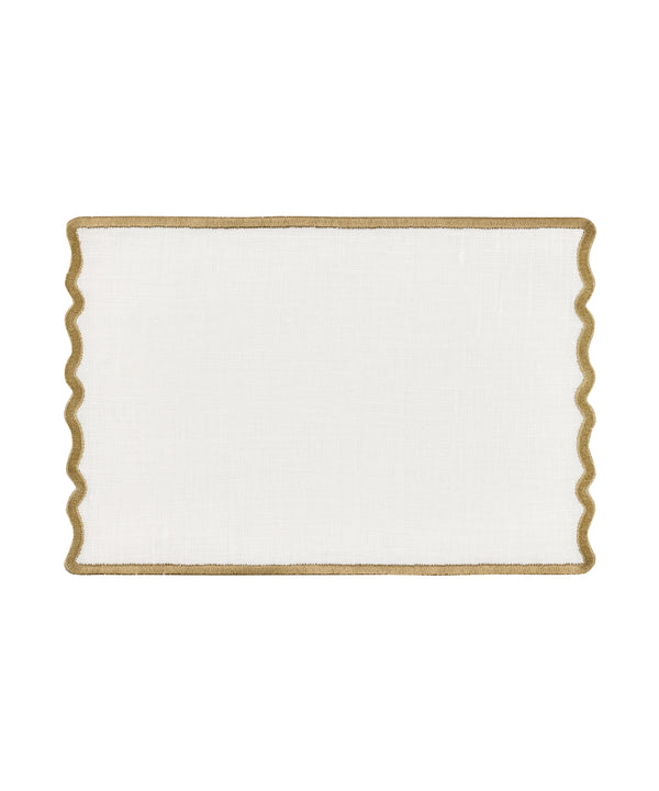 Set of 4 Scalloped Cocktail Napkins, Taupe