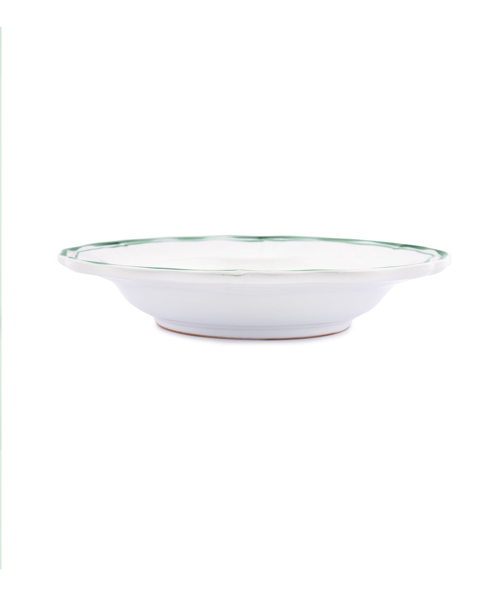Set of 4 Zita Scalloped Pasta Bowls, Juniper Green, Side View