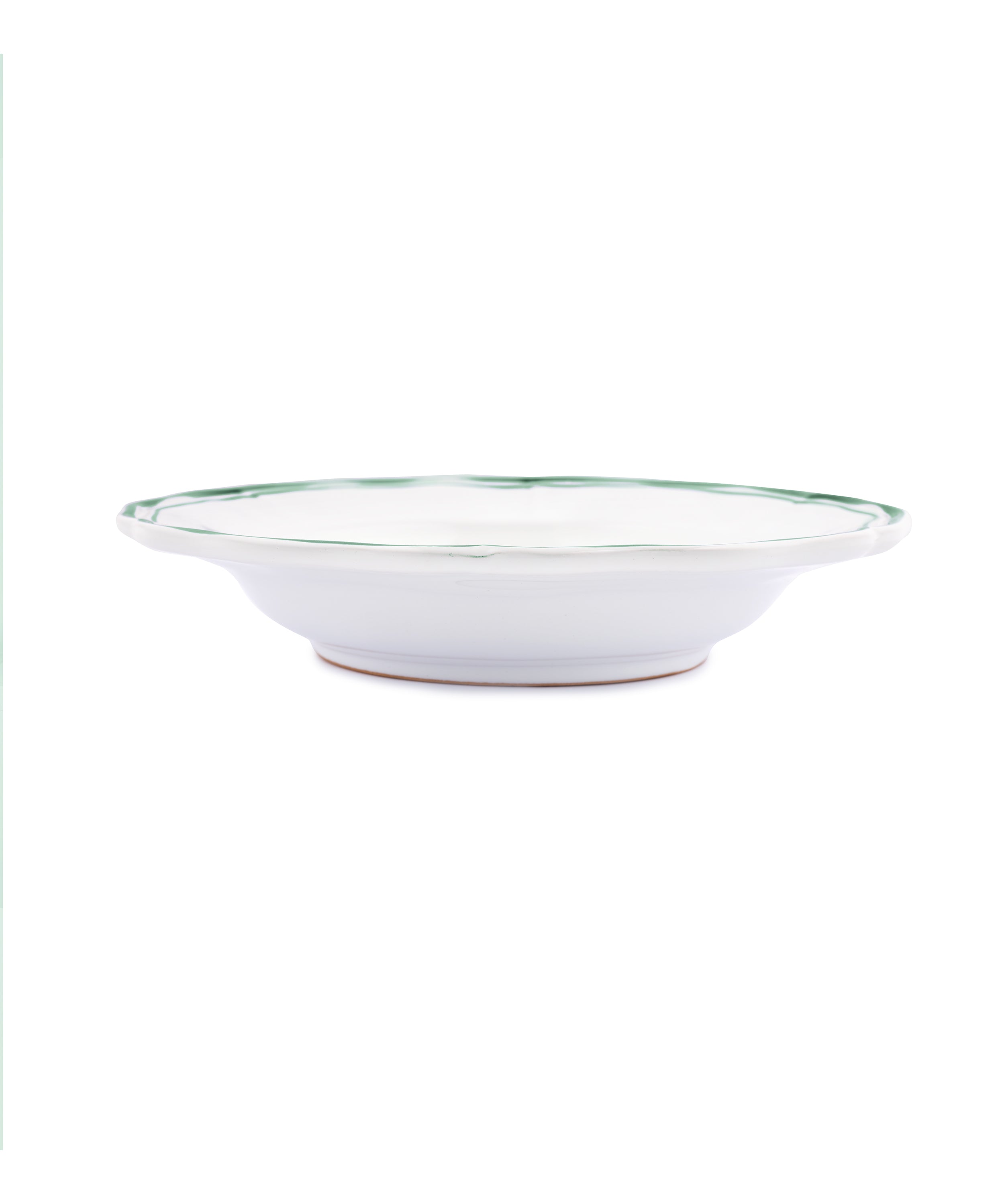 Set of 4 Zita Scalloped Pasta Bowls, Juniper Green, Side View