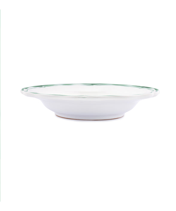 Set of 4 Zita Scalloped Pasta Bowls, Juniper Green, Side View