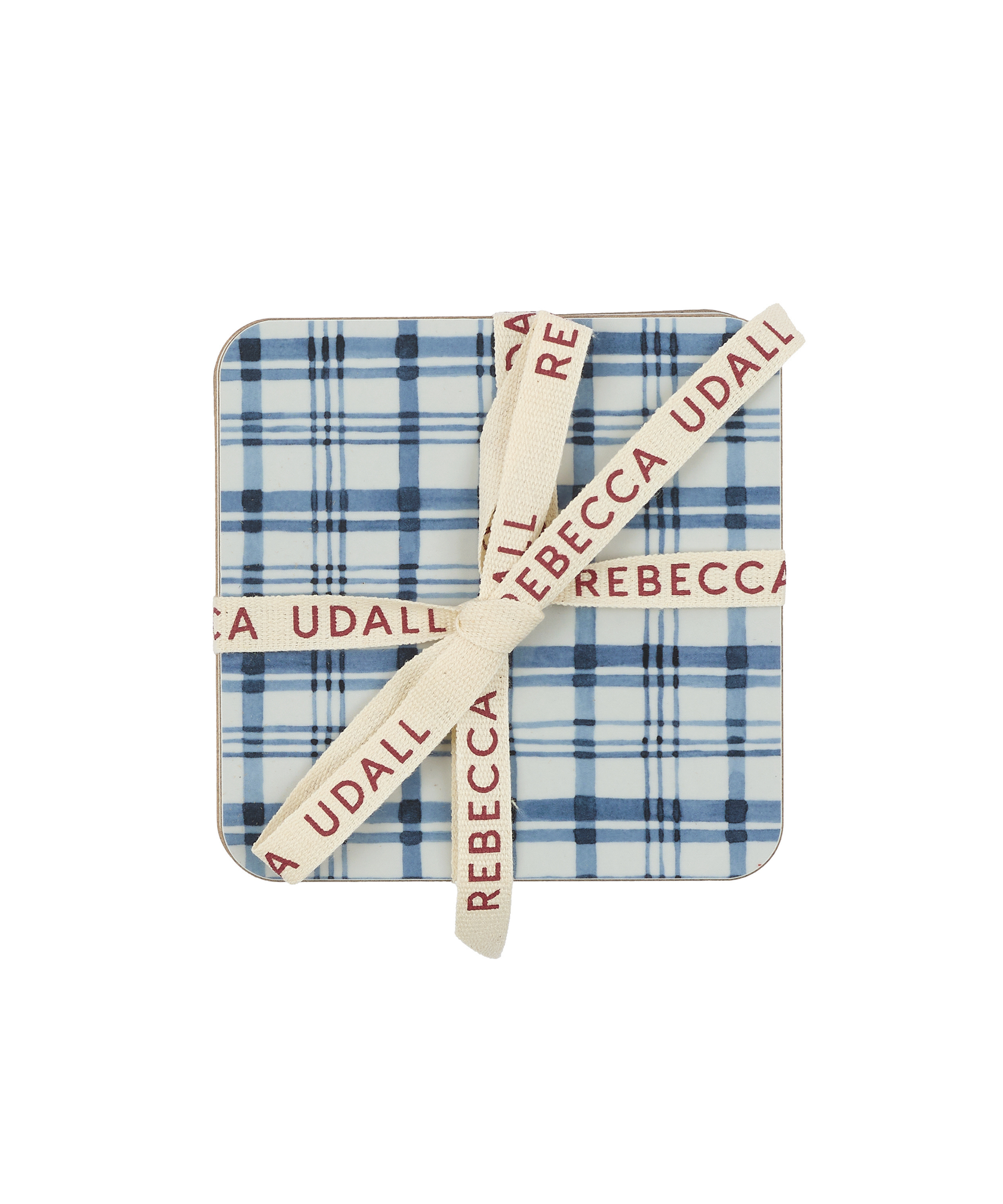 Set of 6 Remy Cork Backed Square Coasters, French Navy