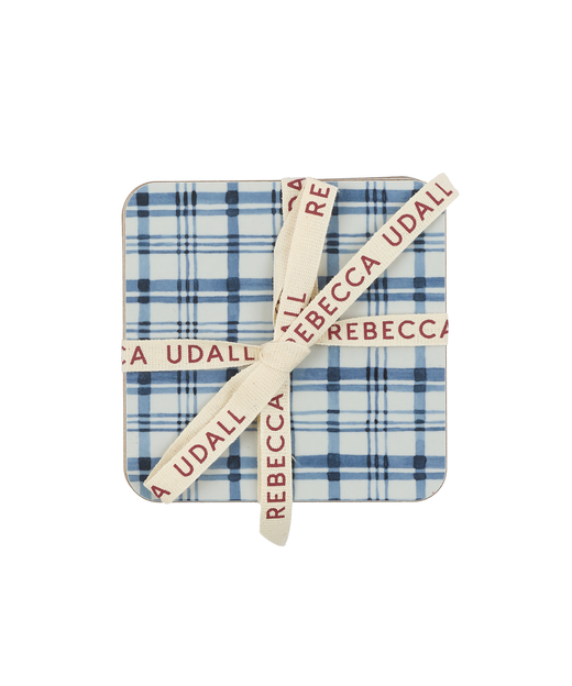 Set of 6 Remy Cork Backed Square Coasters, French Navy