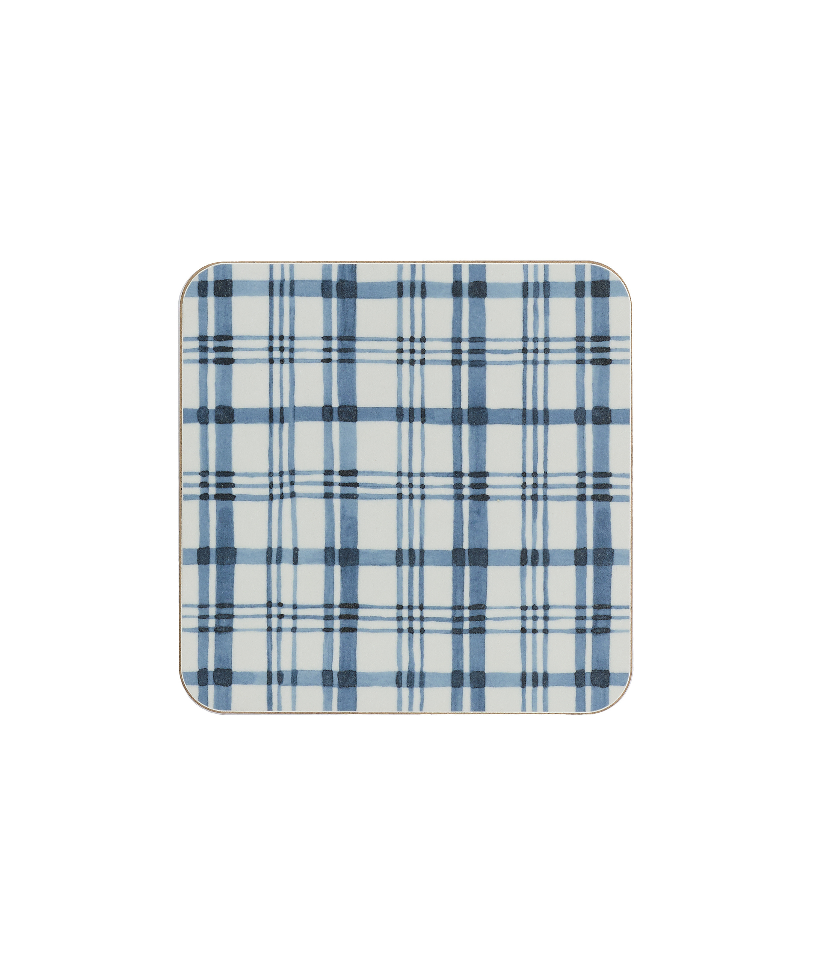 Set of 6 Remy Cork Backed Square Coasters, French Navy