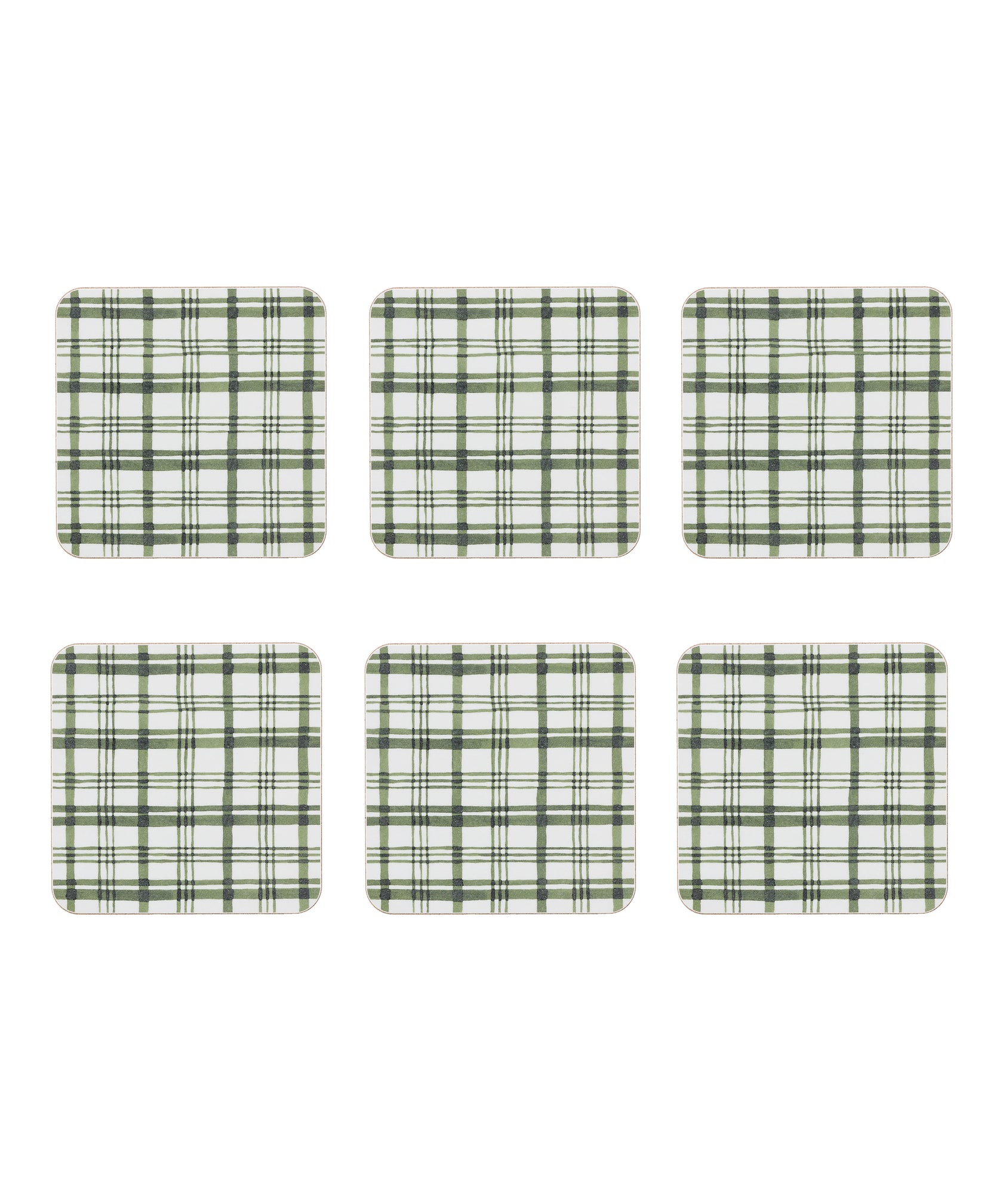 Set of 6 Remy Cork Backed Square Coasters, Ivy