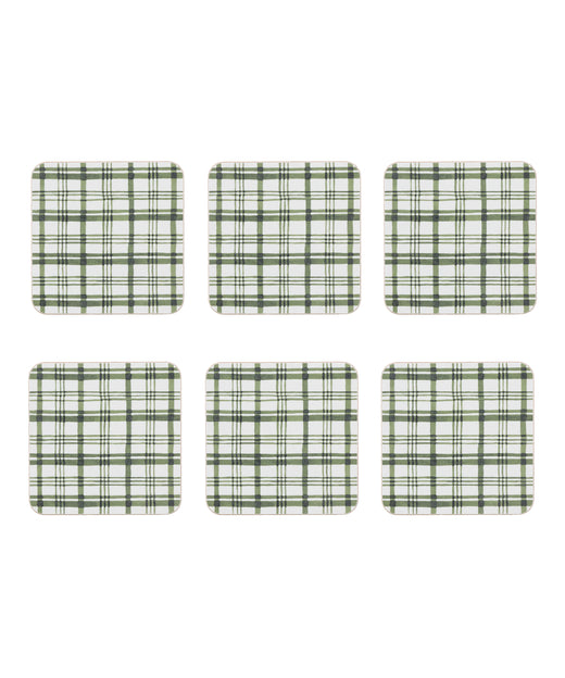 Set of 6 Remy Cork Backed Square Coasters, Ivy