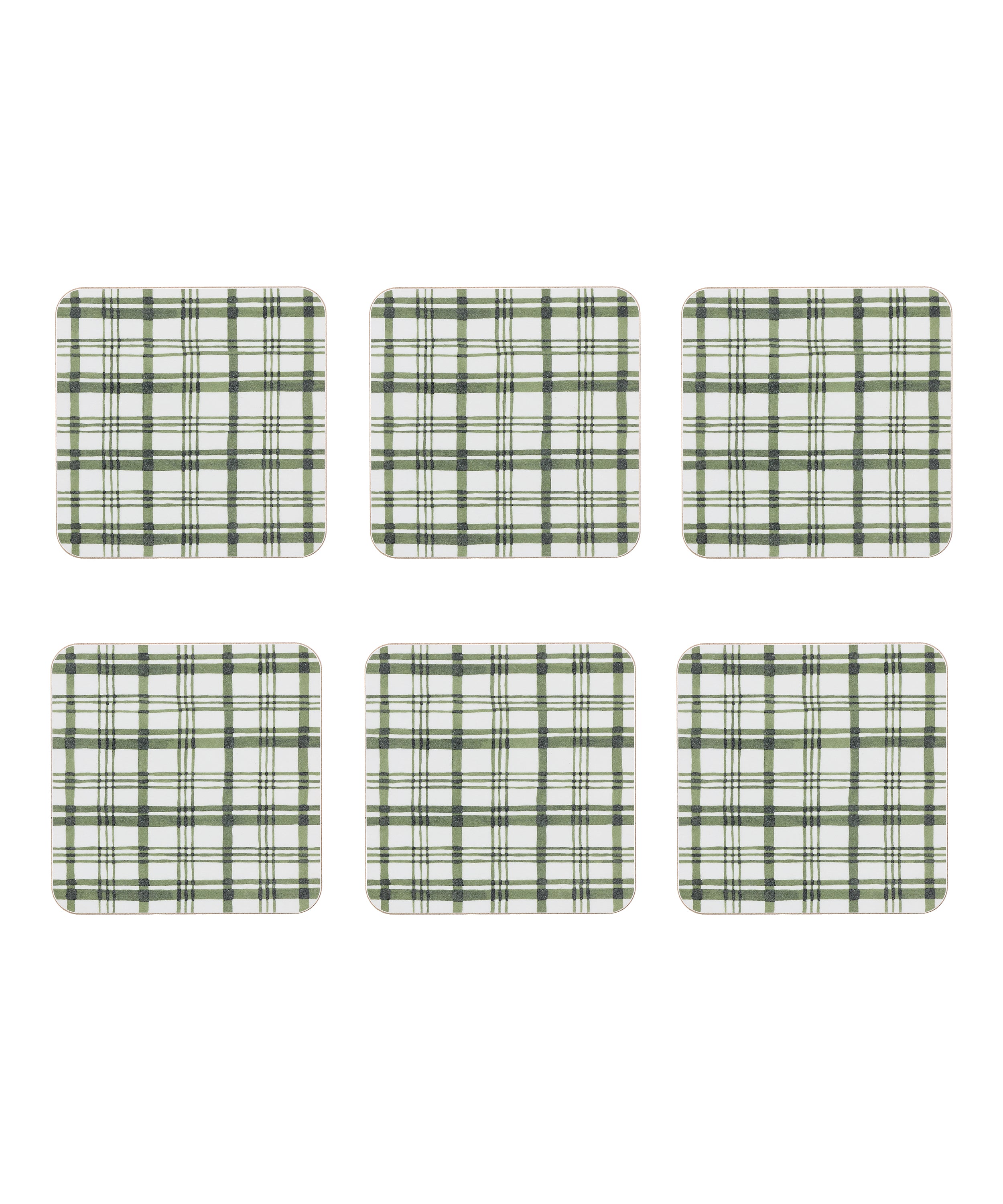 Set of 6 Remy Cork Backed Square Coasters, Ivy