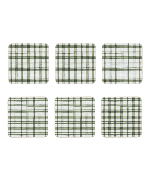 Set of 6 Remy Cork Backed Square Coasters, Ivy