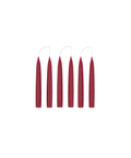 Set of 6 Short Danish Taper Candles, Burgundy