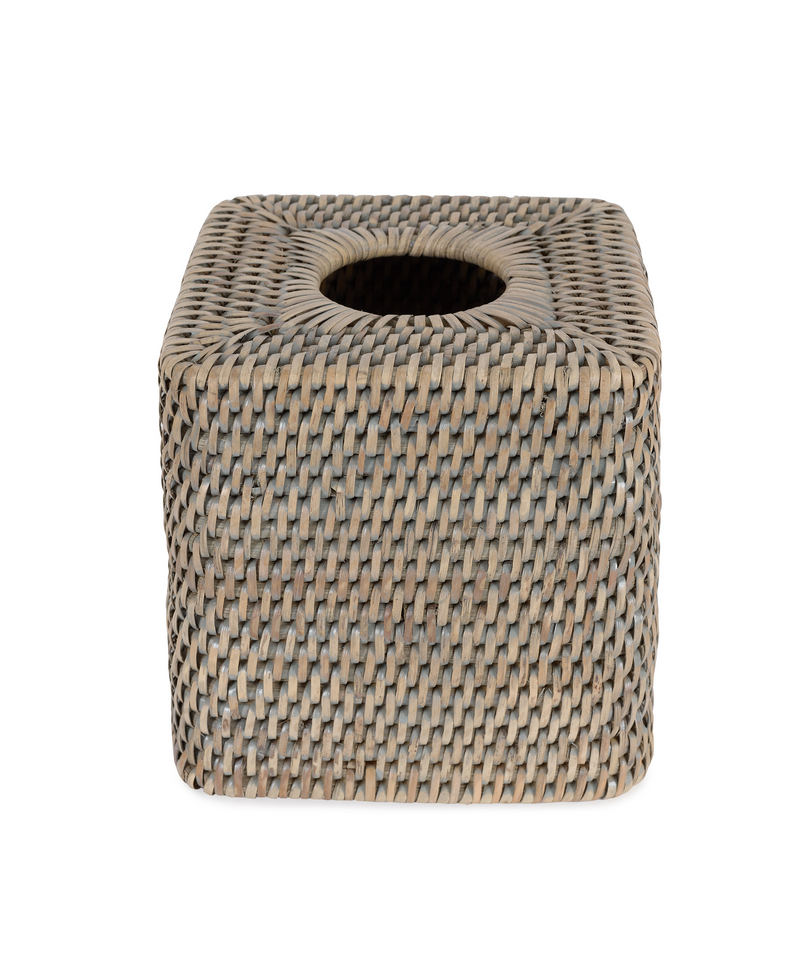 Rebecca Udall, Square Rattan Tissue Box Cover, Taupe, Cut Out