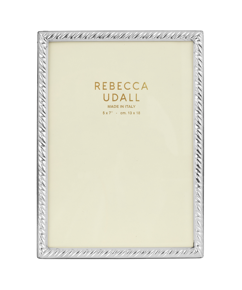 Rebecca Udall Sterling Silver Twist Photo Frame, white background.