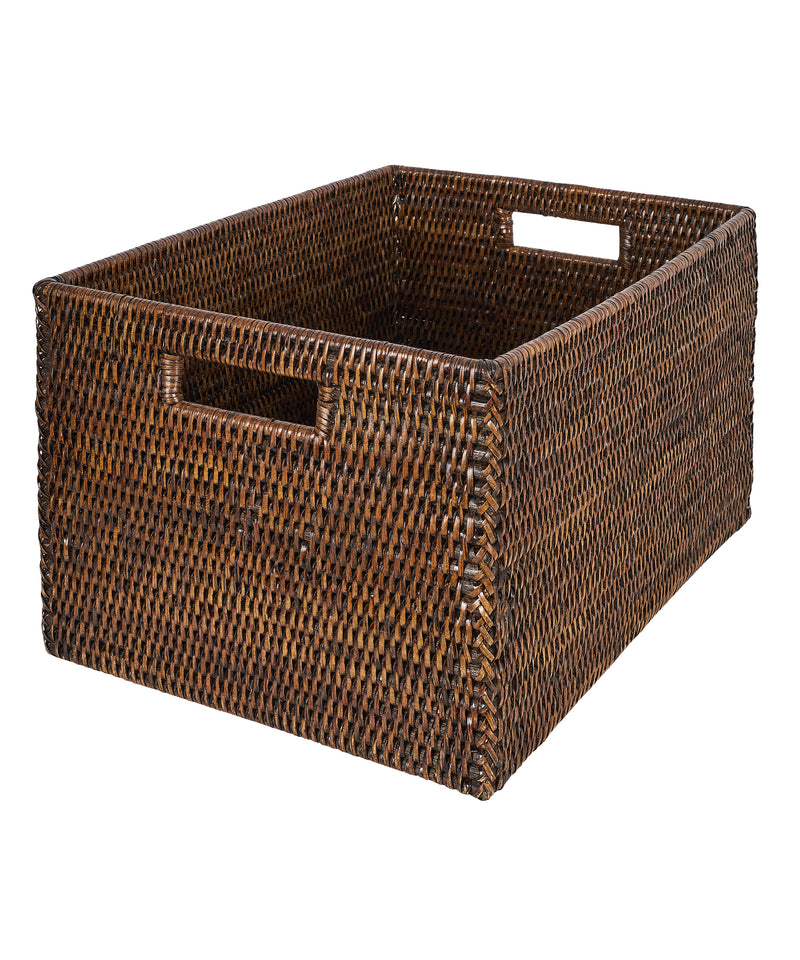 Deep Rectangular Basket Rattan Tall Rectangular Storage Baskets, Brown | REBECCA UDALL ...