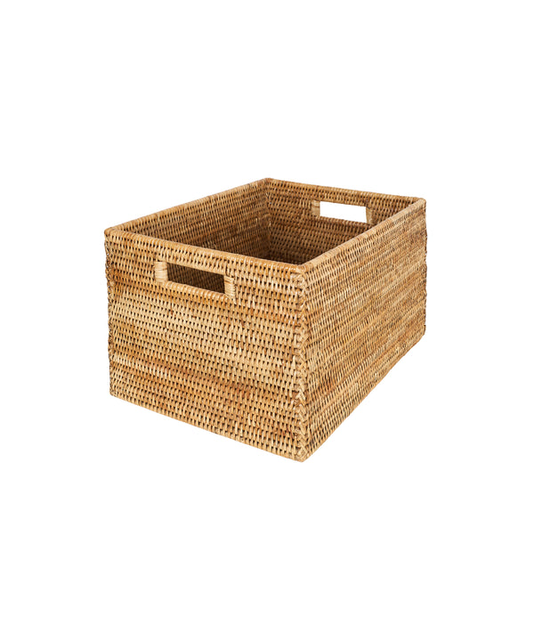 Rattan Tall Rectangular Storage Basket, Medium, Natural