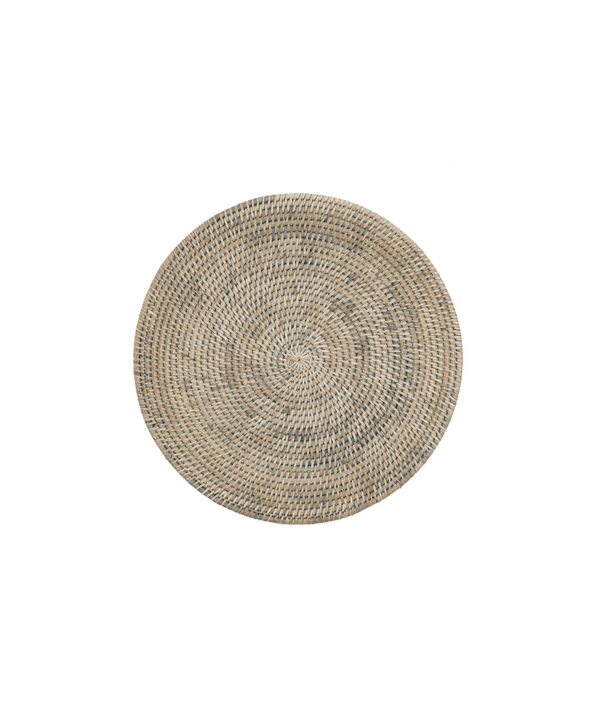 Rebecca Udall Rattan Round Placemat, Taupe, White Background