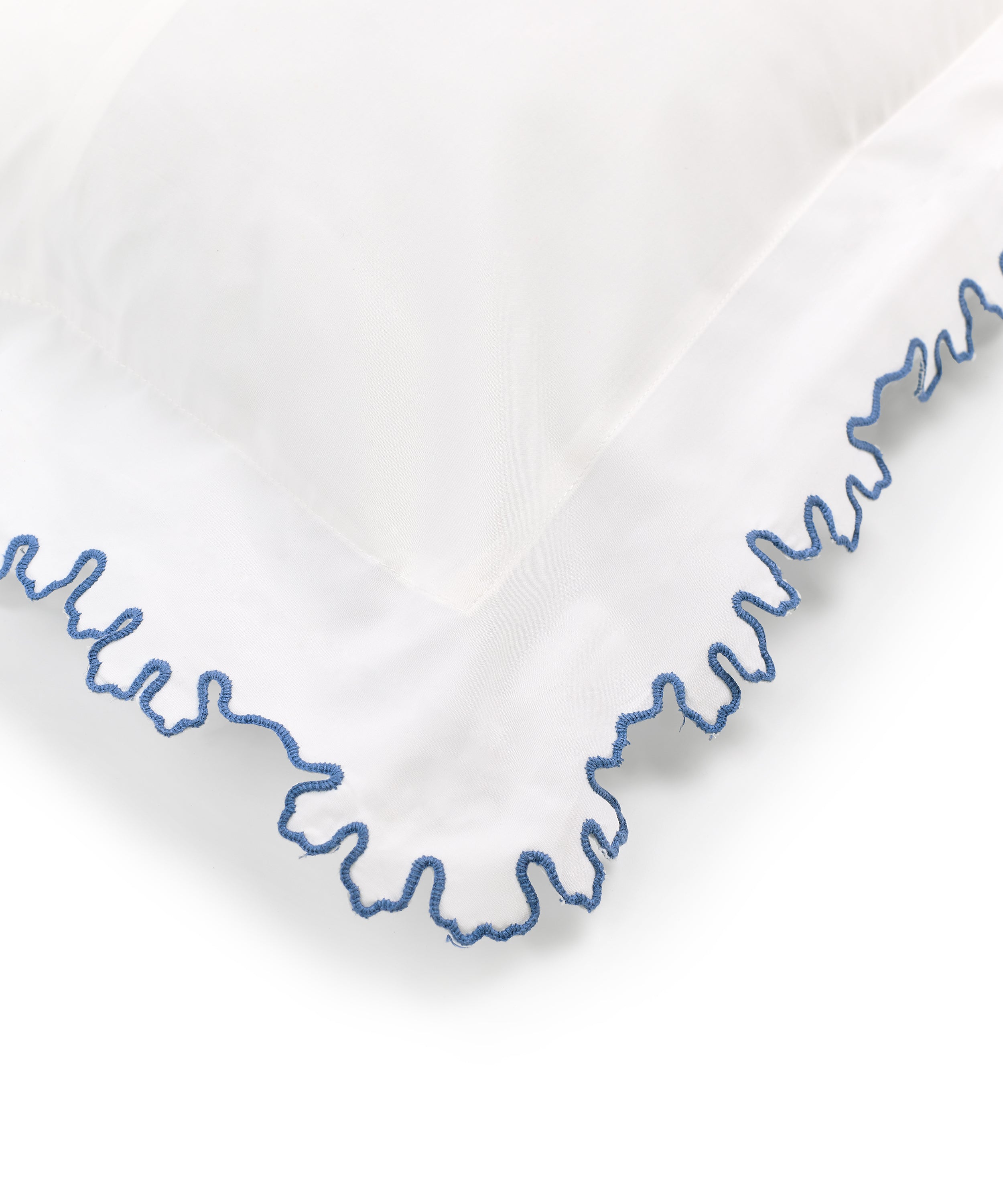 Rebecca Udall, Thea Scalloped Boudoir Pillowcase, Denim Blue Trim 