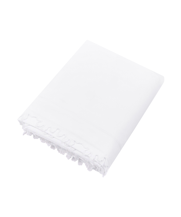 Thea Scalloped Top Sheet, White
