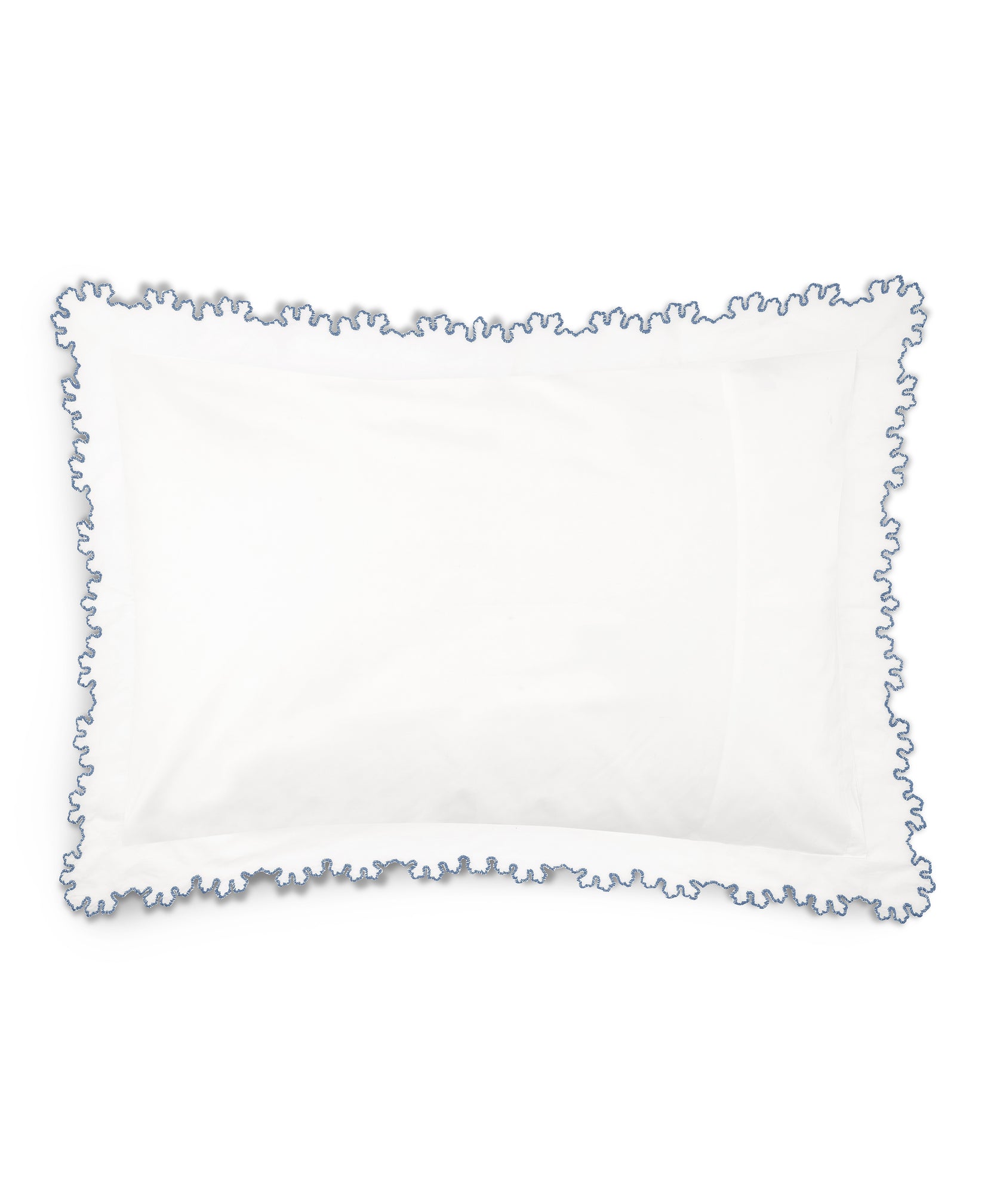Thea Scalloped Bed Linen, Denim Blue, Pillowcase Cut Out