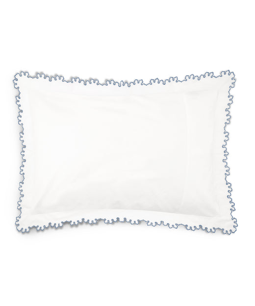 Thea Scalloped Bed Linen, Denim Blue, Pillowcase Cut Out