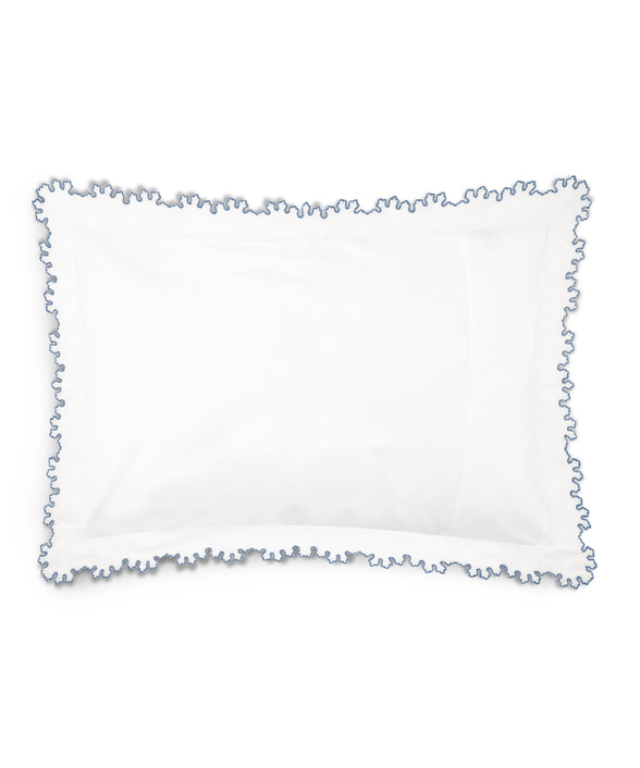 Thea Scalloped Pillowcase, Denim Blue