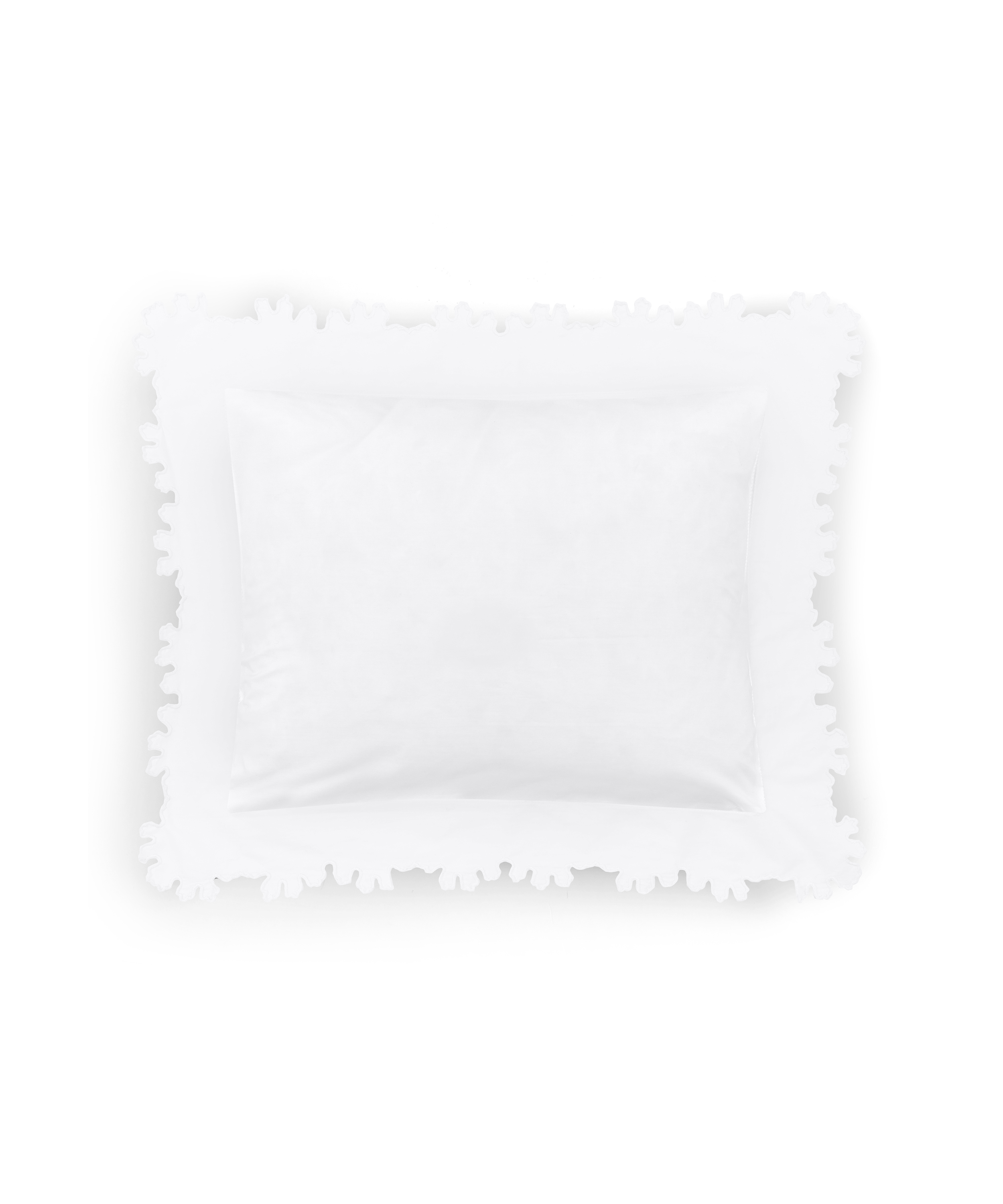 Thea Scalloped Boudoir Pillowcase, White, Cut Out, White Background