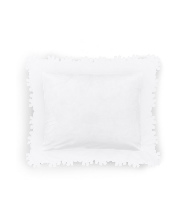 Thea Scalloped Boudoir Pillowcase, White, Cut Out, White Background