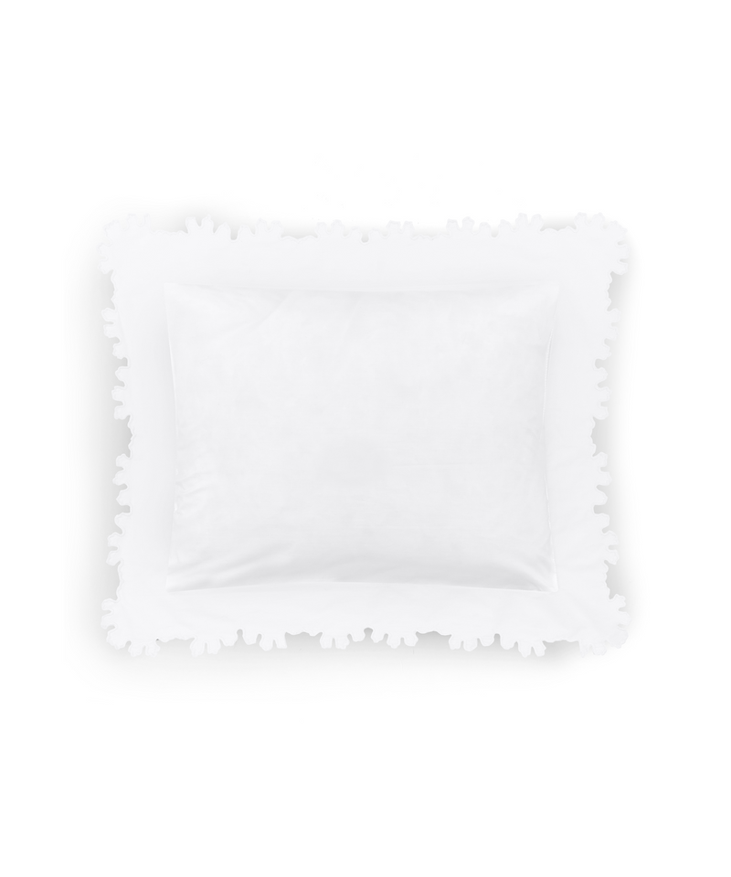 Thea Scalloped Boudoir Pillowcase, White, Cut Out, White Background