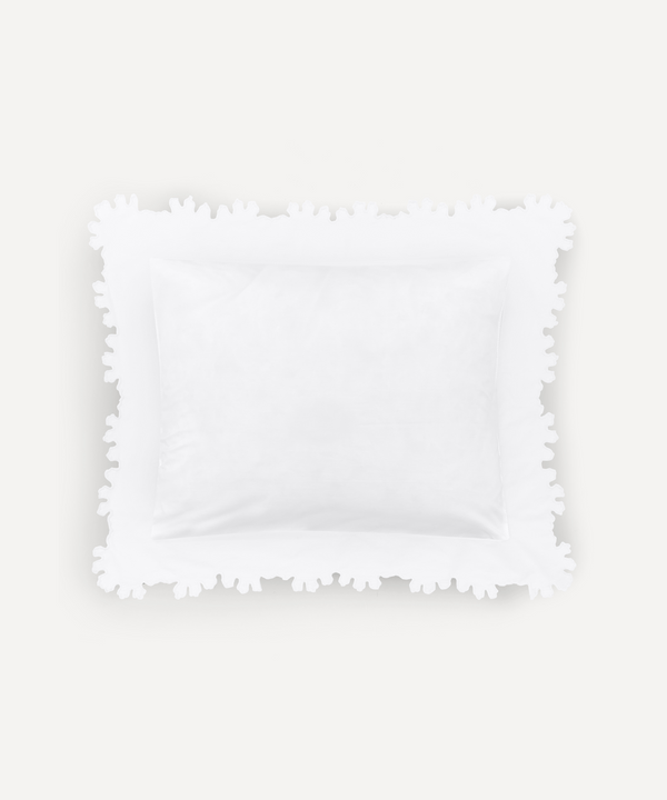 Thea Scalloped Boudoir Pillowcase, White, ivory background