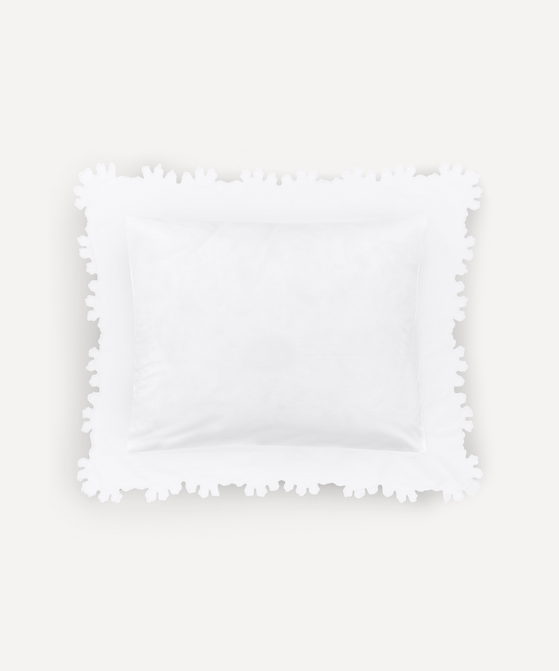 Thea Scalloped Boudoir Pillowcase, White, Ivory Background