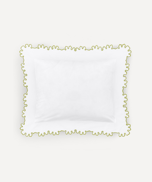 Thea Scalloped Boudoir Pillowcase, Chartreuse