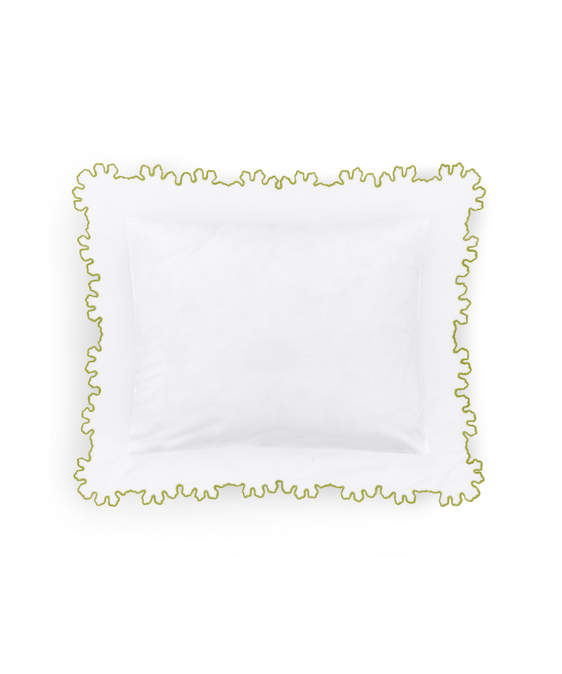 Thea Scalloped Boudoir Pillowcase, Chartreuse