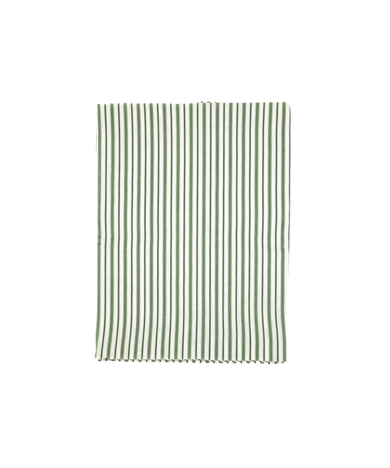 Victoria Striped Linen Tablecloth, Fir Green