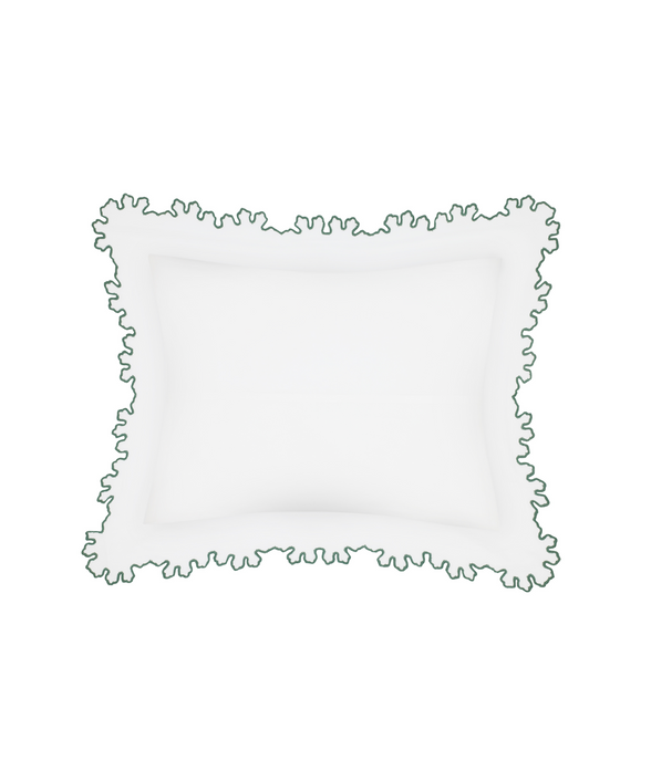 Thea Scalloped Boudoir Pillowcase, Fern