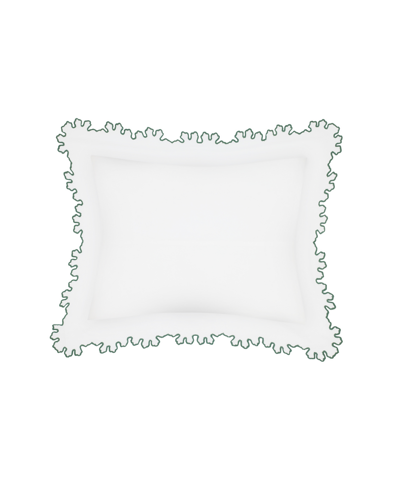 Thea Scalloped Boudoir Pillowcase, Fern