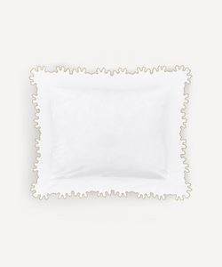 Thea Scalloped Boudoir Pillowcase, Nougat, Ivory Background