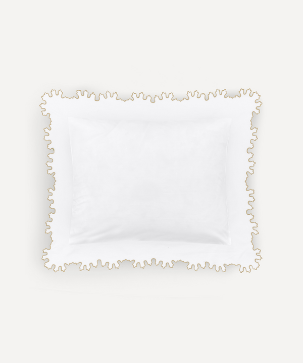 Thea Scalloped Boudoir Pillowcase, Nougat, Ivory Background