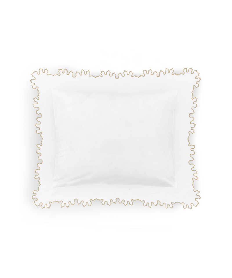 Thea Scalloped Boudoir Pillowcase, Nougat, White Background