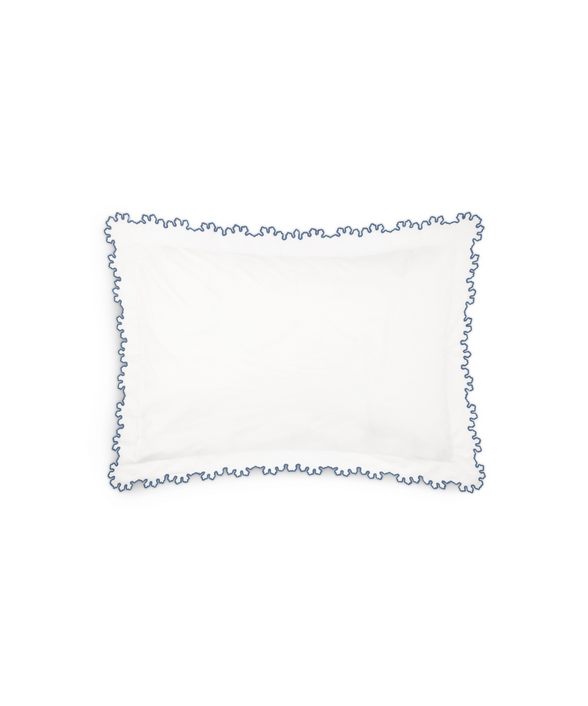 Thea Scalloped Pillowcase, Denim Blue, Cut Out