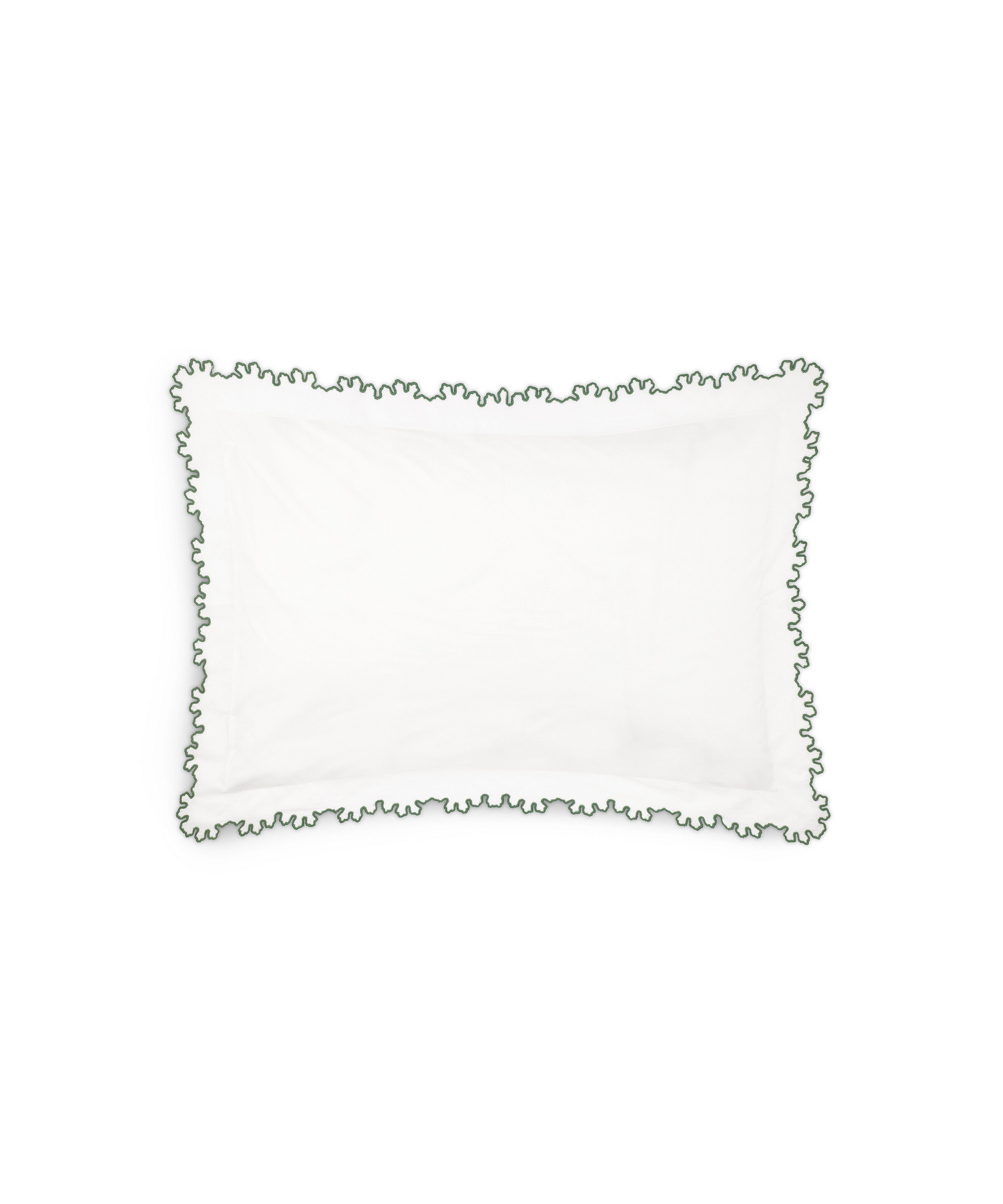 Thea Scalloped Bed Linen, Fern Green, Pillowcase Cut Out
