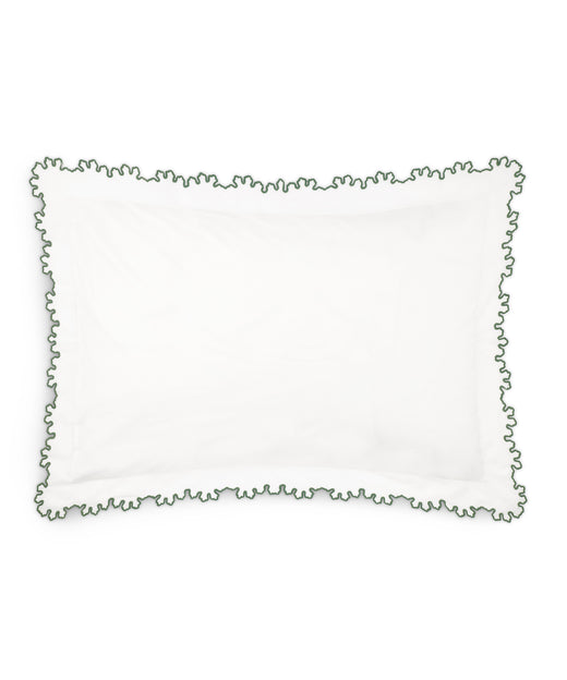 Thea Scalloped Bed Linen, Fern Green, Pillowcase Cut Out