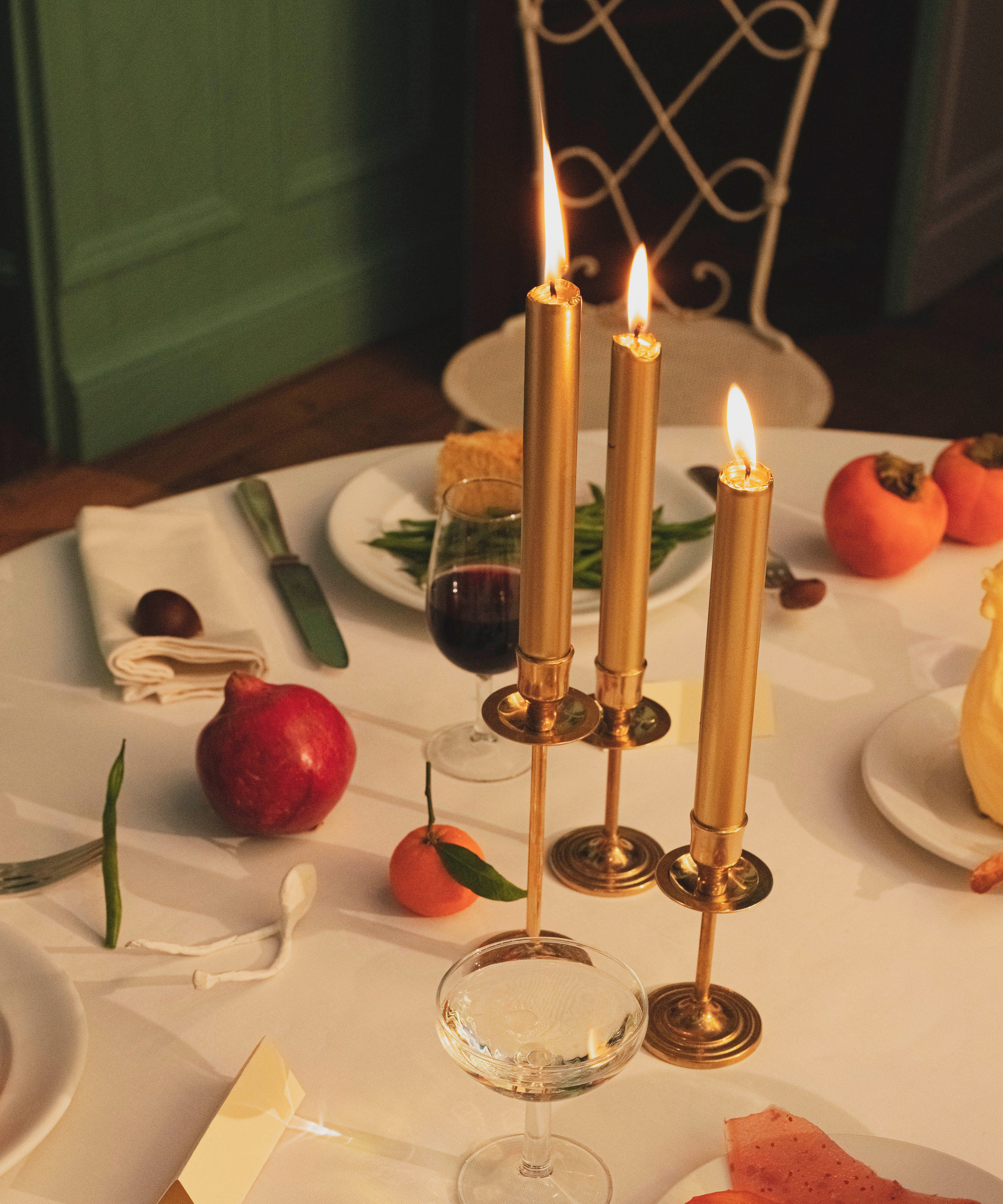 Set of 6 Madeleine Taper Candles, Gold, Lifestyle
