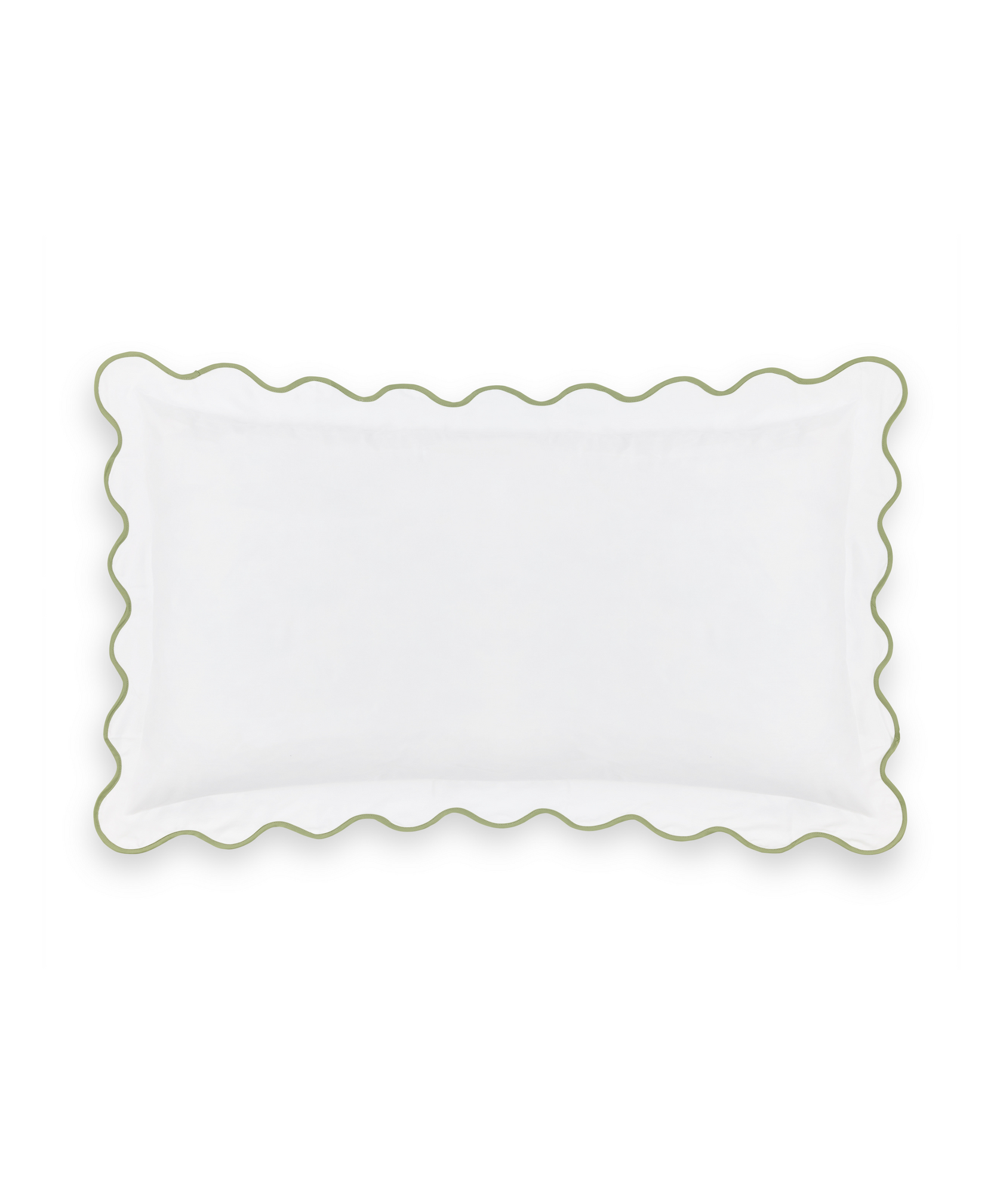 Rebecca Udall Alexandra Scalloped Wavy Bed Linen, Sage Green Flat Pillow