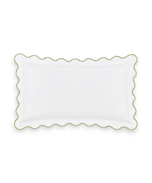 Rebecca Udall Alexandra Scalloped Wavy Bed Linen, Sage Green Flat Pillow