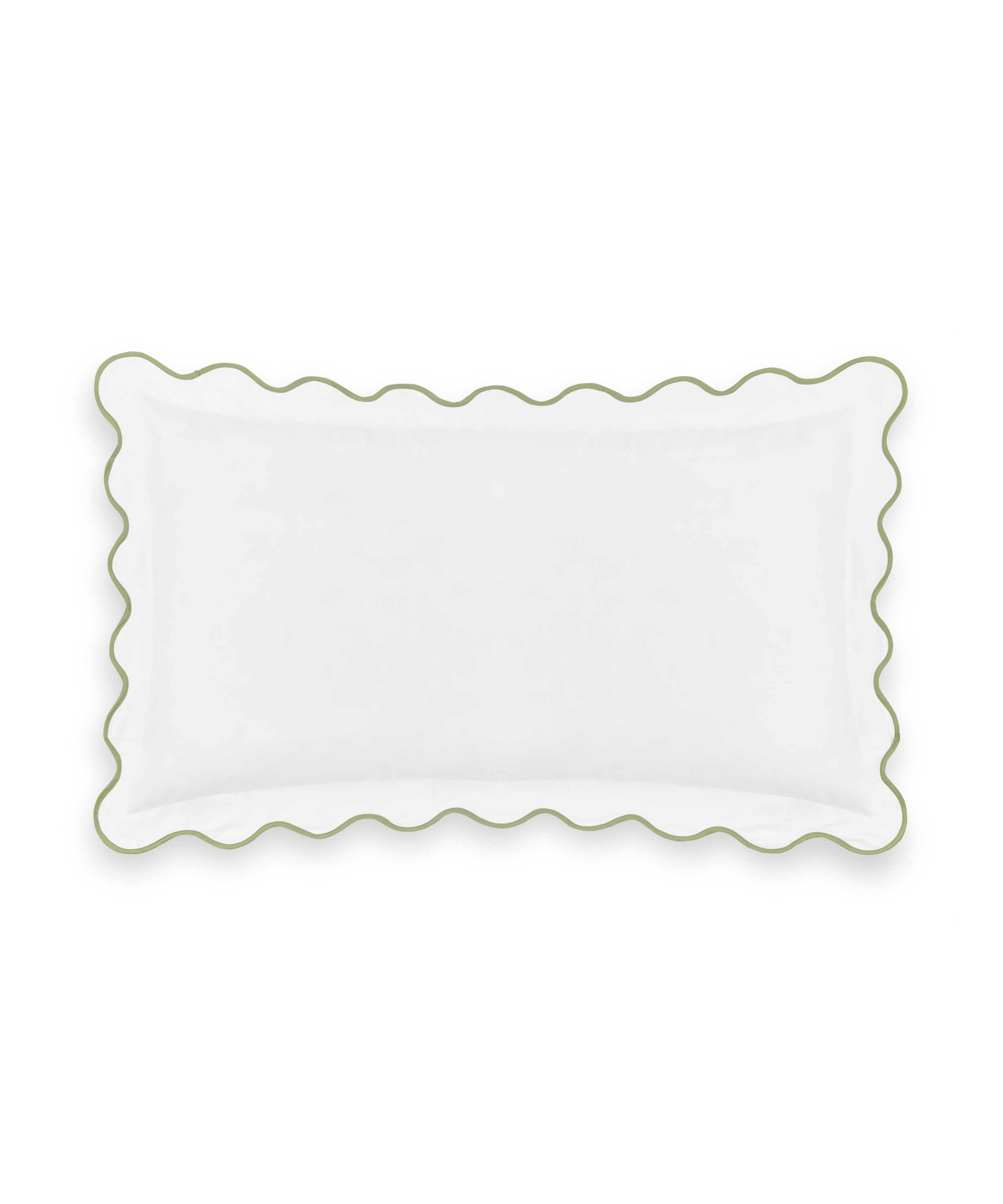 Pair of Alexandra Wavy Scalloped Pilllowcases, Sage Green