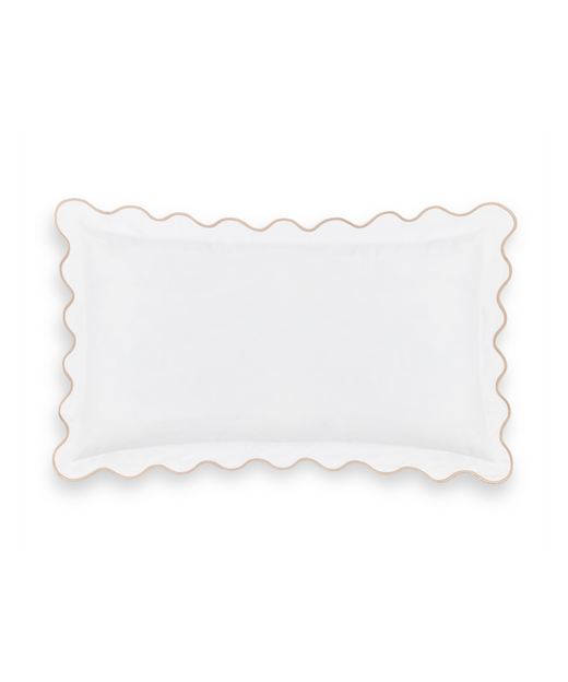 Pair of Alexandra Wavy Scalloped Pilllowcases, Plaster Pink